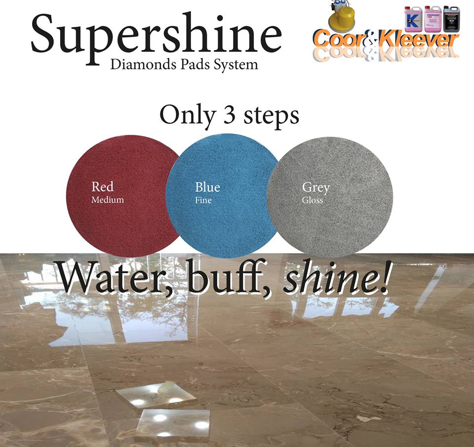 Supershine system para el pulido de marmol, pads diamantados